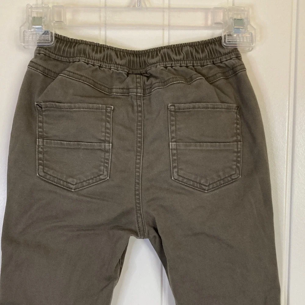 Boden Childrens Pull On Grey Green Elastic Waist Pants Size‎ 7Y Pockets Cotton